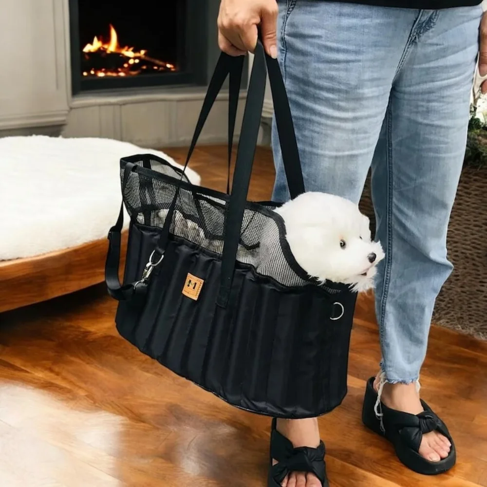Stylish ADORABLE Dog Carrier, Soft Sided, Light Brown Checkered LV Pattern